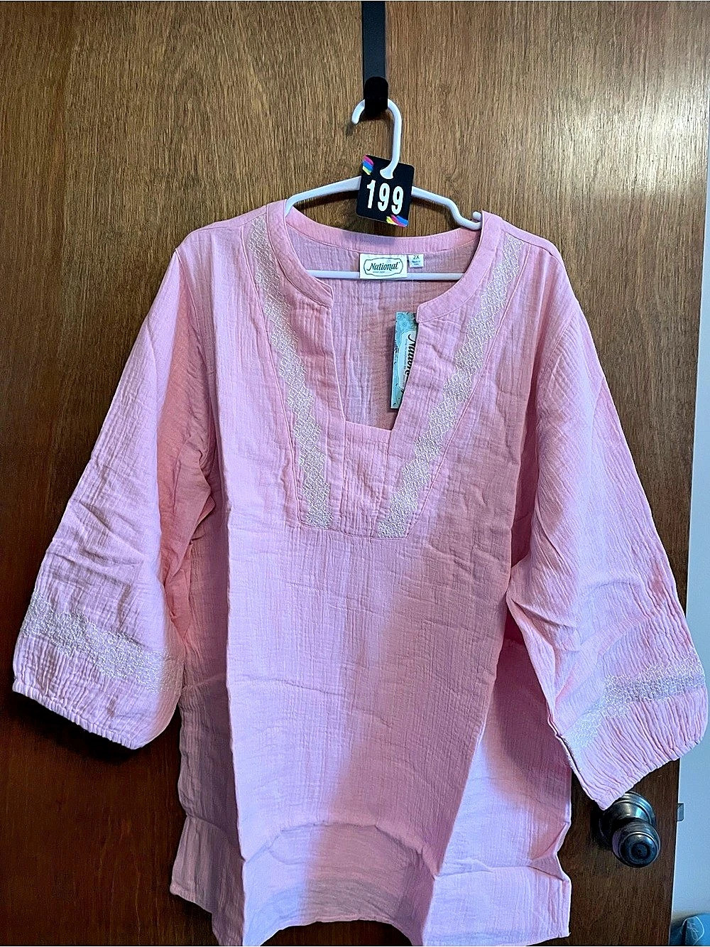 National Pink Embroidered Tunic Size 2X NWT